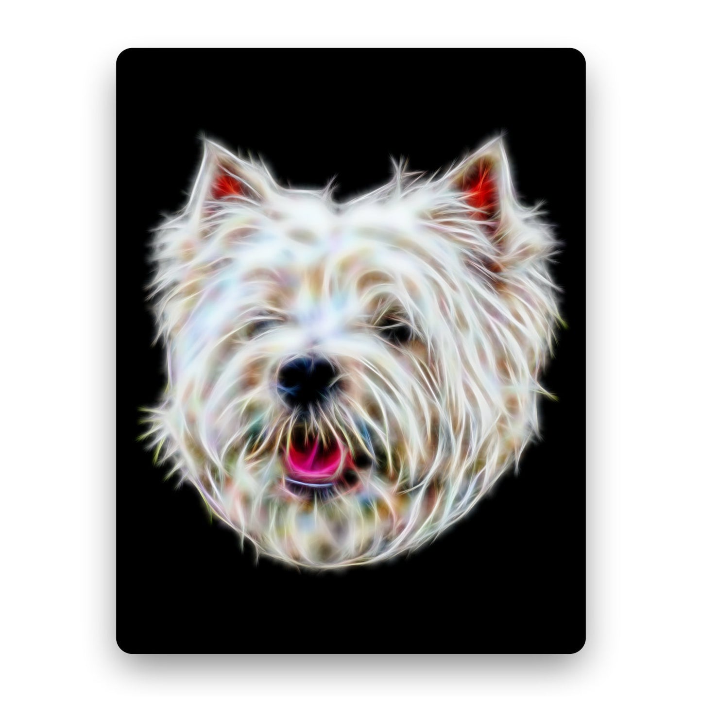 West Highland Terrier Metal Wall Plaque with Stunning Fractal Art Design. Also available as Mouse Pad, Keychain or Coaster.