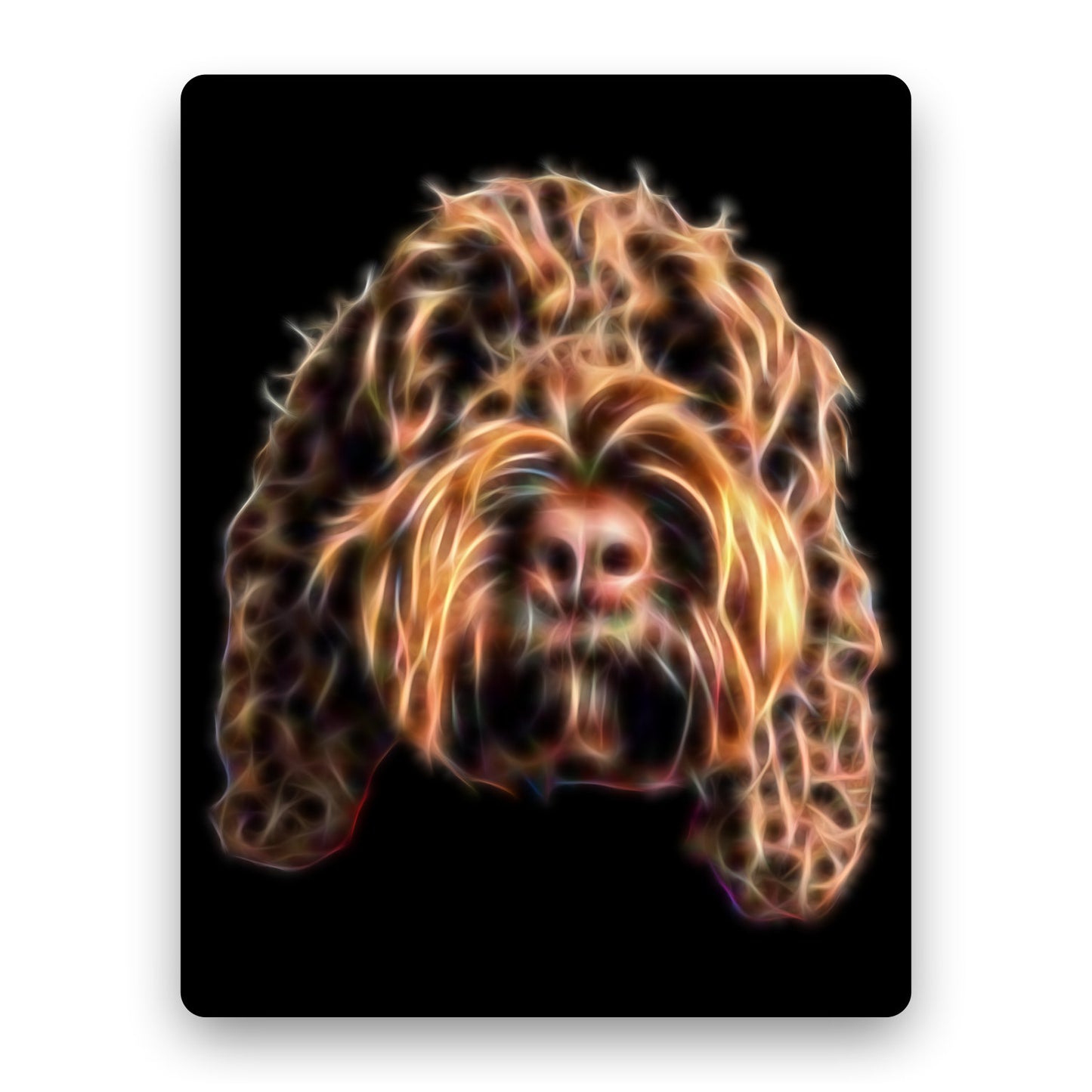 Chocolate Cockapoo Metal Wall Plaque with Stunning Fractal Art Design. Perfect Gift for Cockapoo Owner.