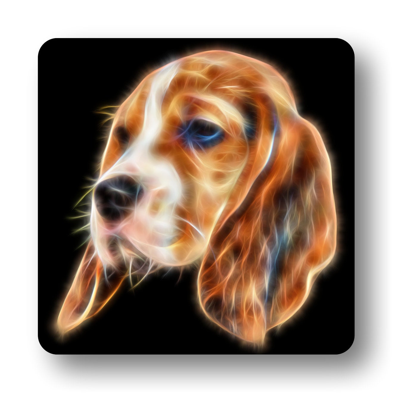 Beagle Fractal Art Aluminium Metal Wall Plaque. Also available as Mouse Pad, Keychain or Coaster.