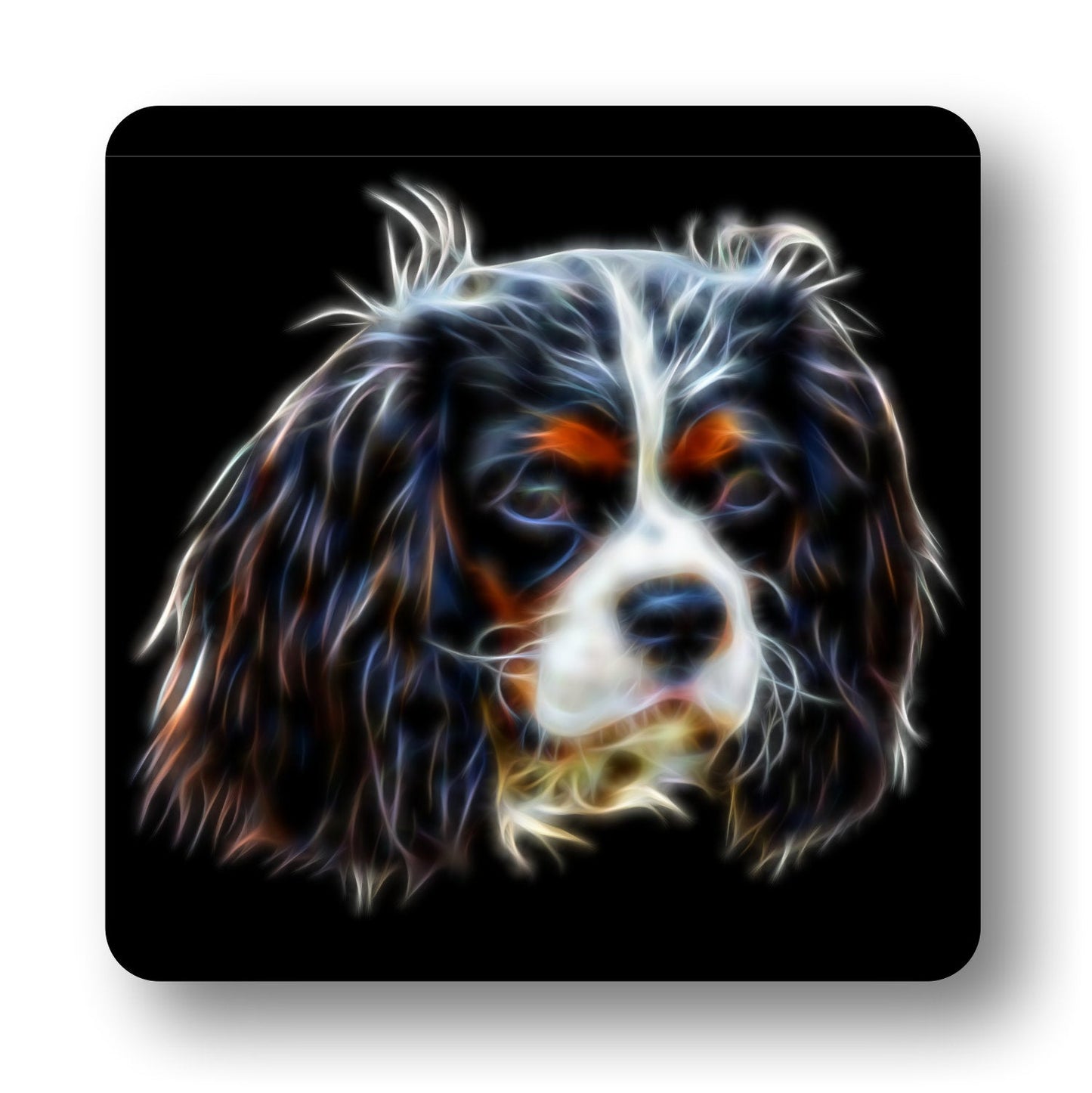 Tri Coloured King Charles Spaniel Metal Wall Plaque. Also available as Mouse Pad, Keychain or Coaster.