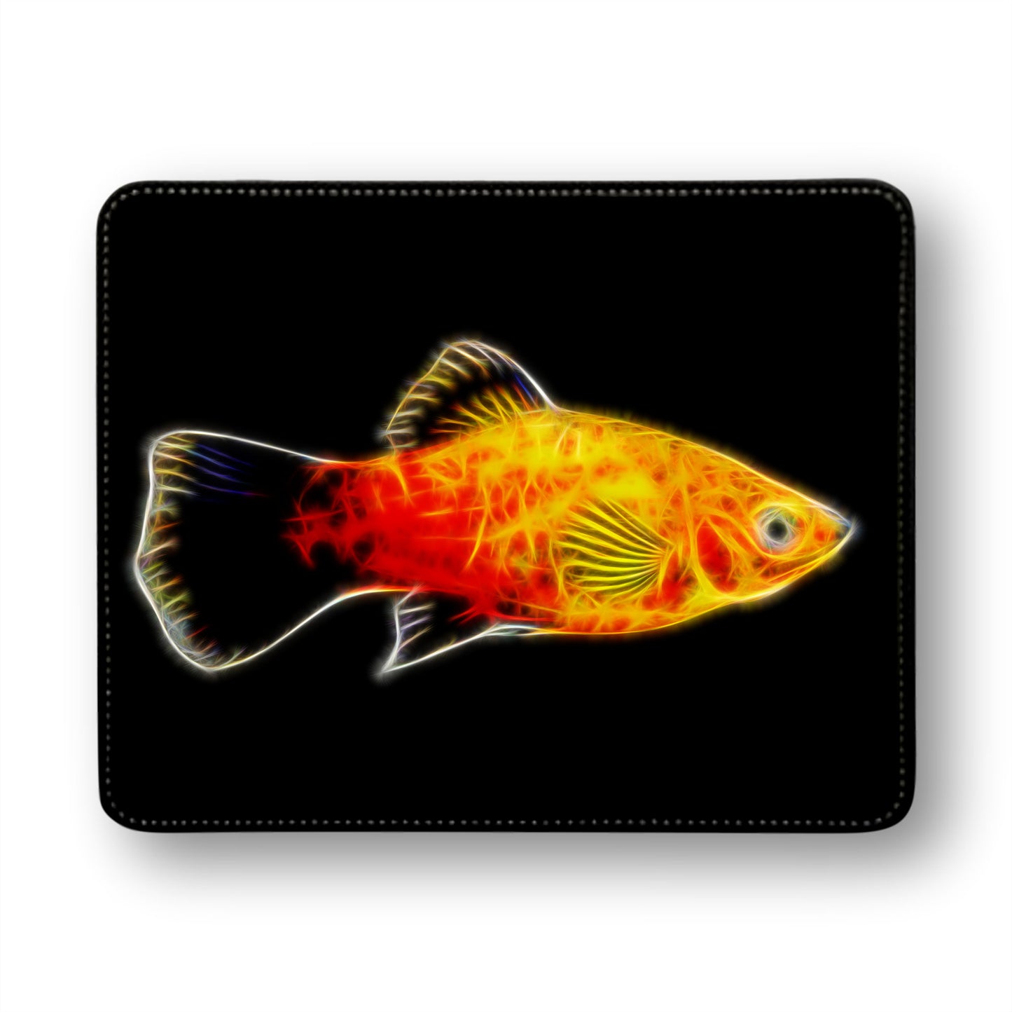 Sunburst Platy Fish Metal Wall Plaque with Stunning Fractal Art Design. Also available as Mouse Pad, Keychain or Coaster.