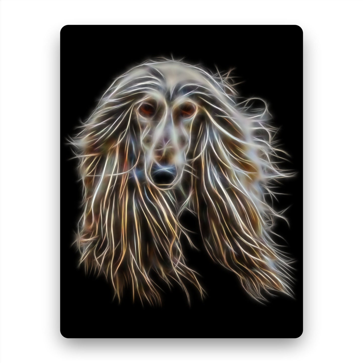 Afghan Hound Metal Wall Plaque with Stunning Fractal Art Design