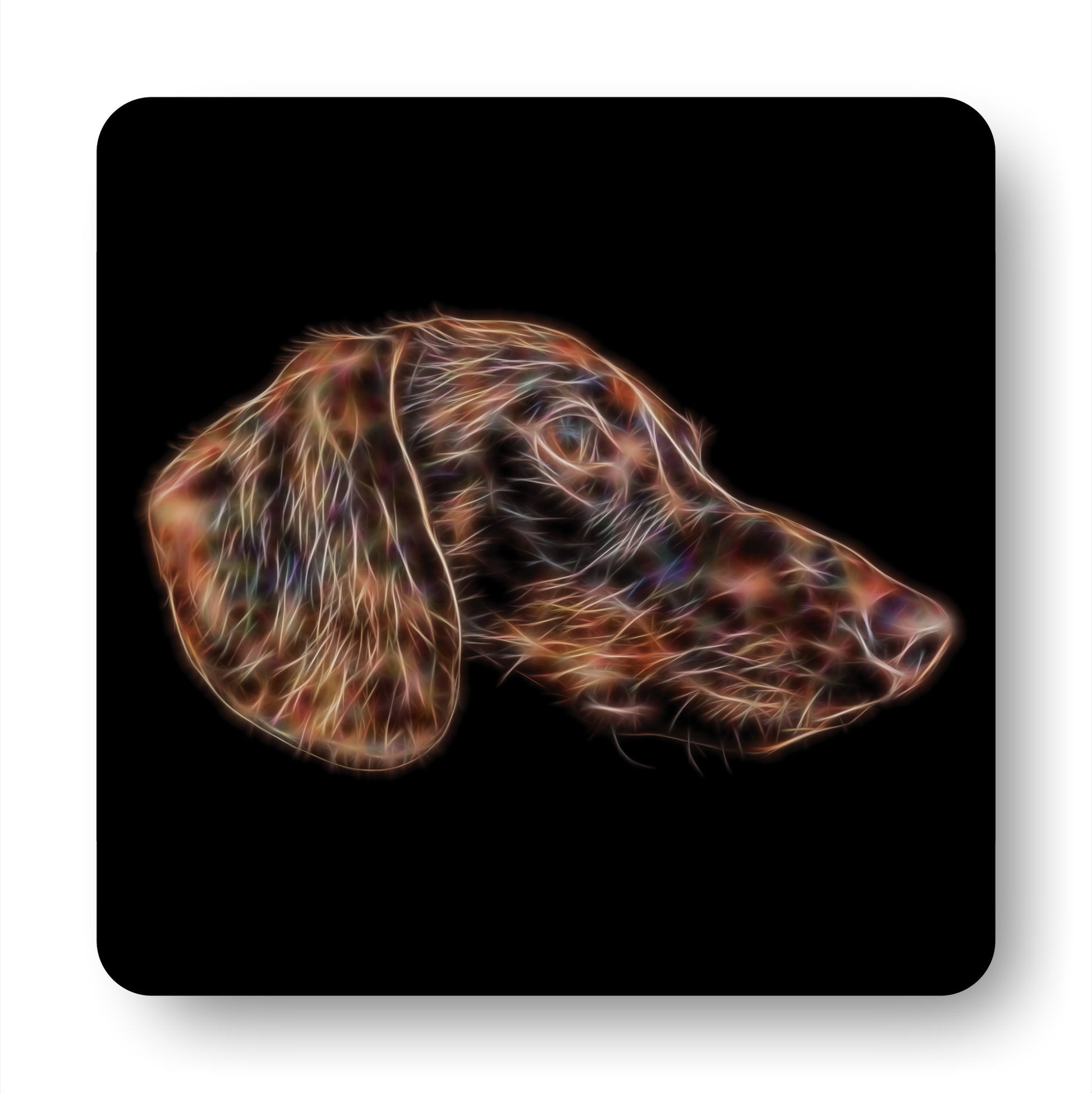 Chocolate Brown Dachshund Coasters, Set of 4, with Stunning Fractal Art Design