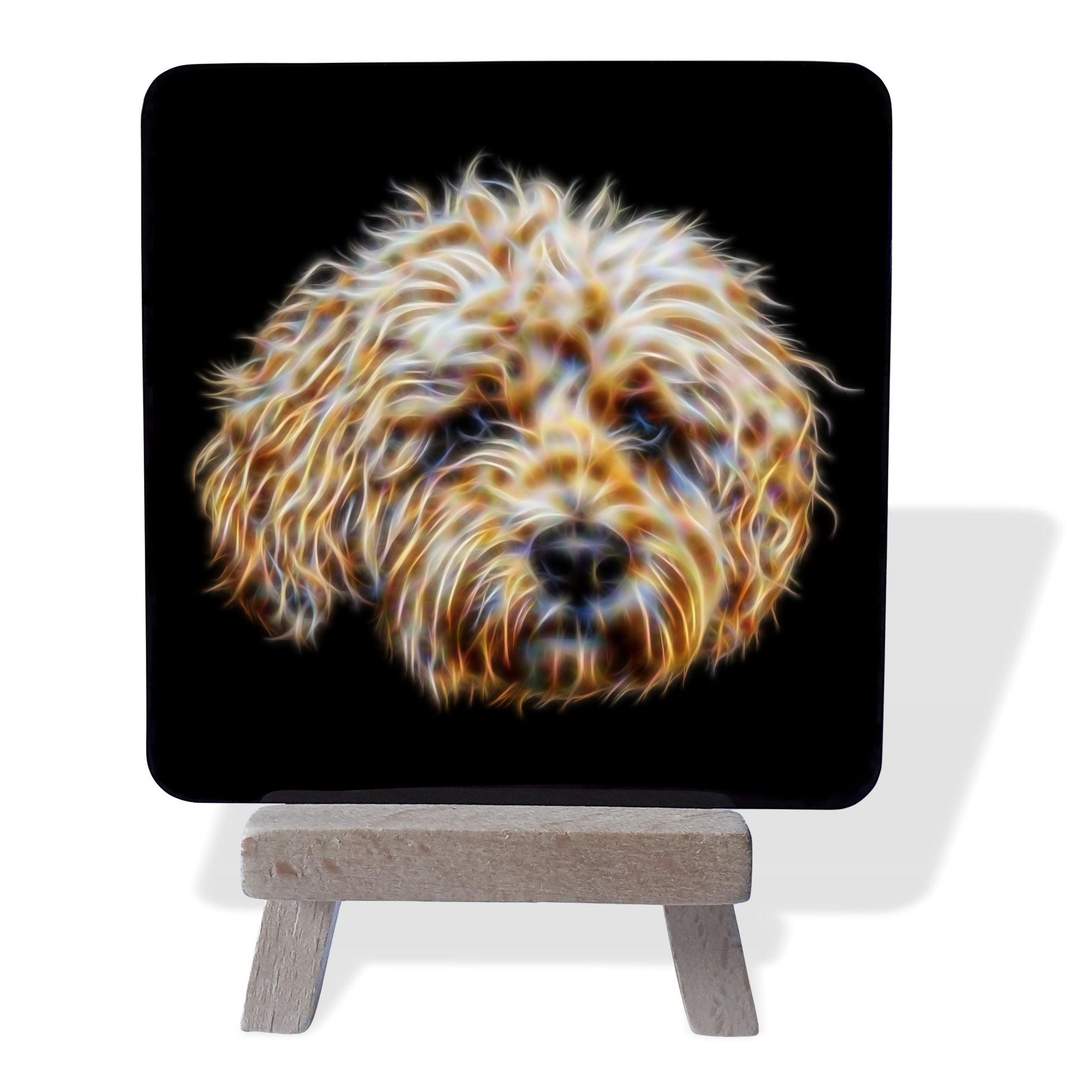 Cockapoo Metal Plaque and Mini Easel with Stunning Fractal Art Design.