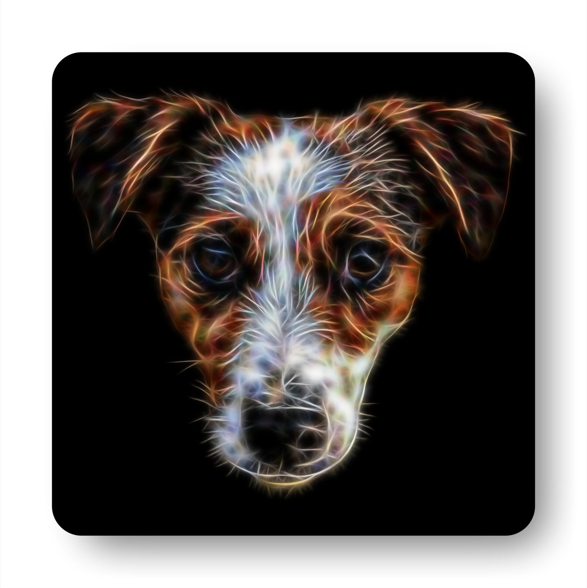 Jack Russell Coasters, Set of 2, with Stunning Fractal Art Design.