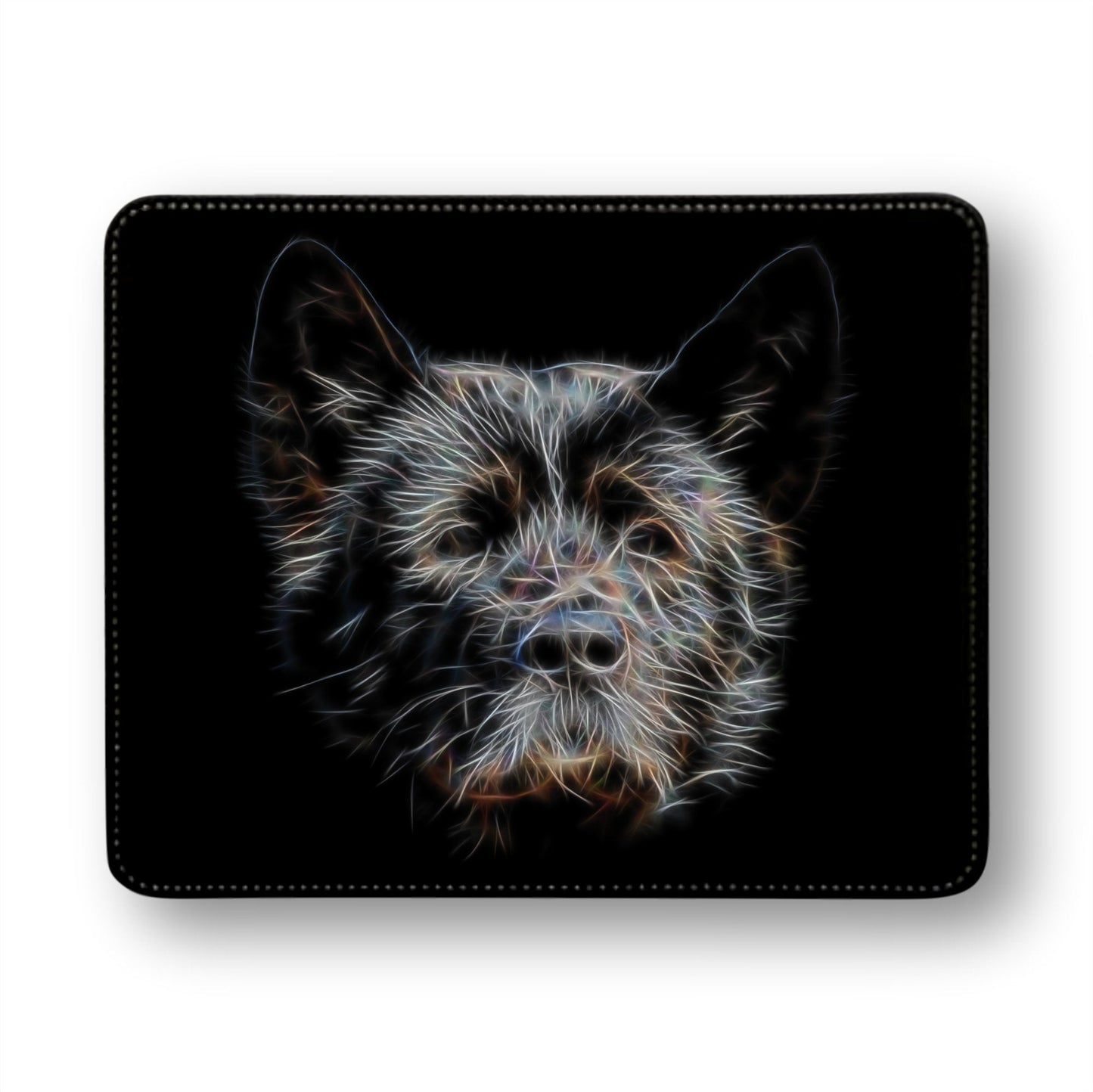 Black American Akita Fractal Art Metal Wall Plaque. Also available as Mouse Pad, Keychain or Coaster.