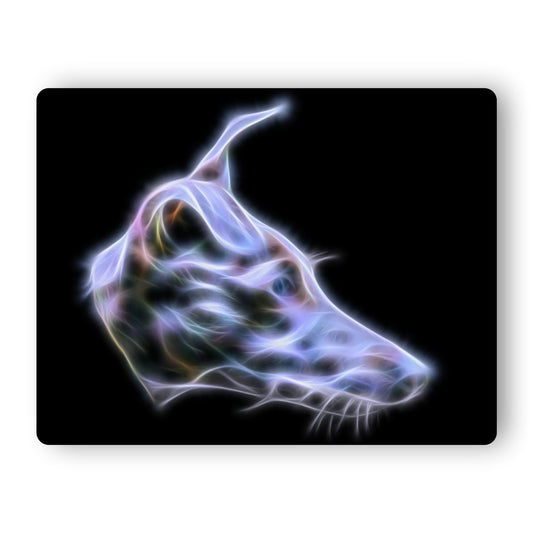 Blue Whippet Metal Wall Plaque with Stunning Fractal Art Design. Also available as Mouse Pad, Keychain, or Coaster.