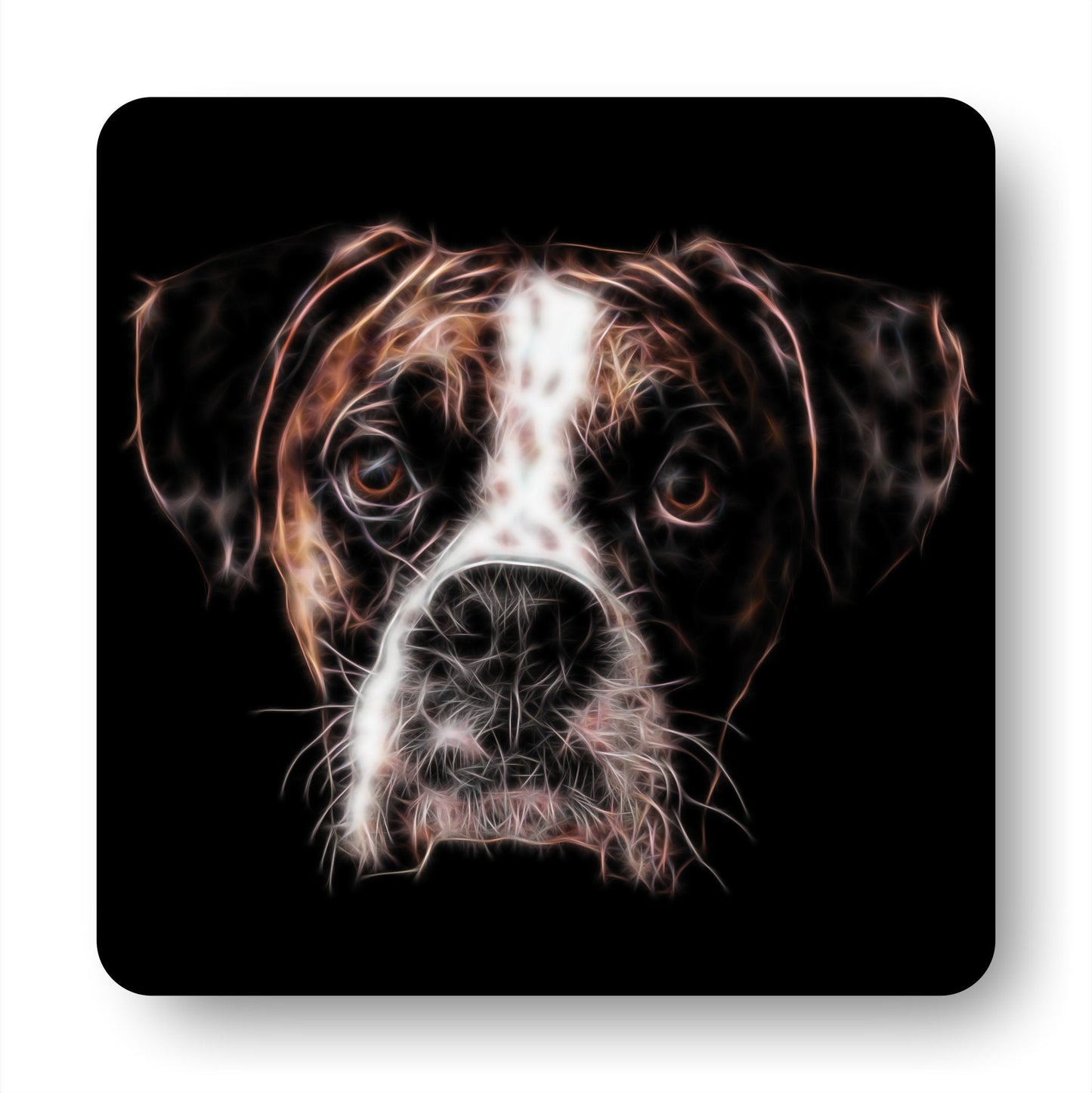 Boxer Dog Coasters, Set of 2, with Stunning Fractal Art Design.