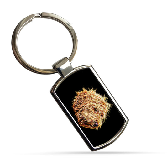 Labradoodle Keychain, Keyring, or Bagtag with Stunning Fractal Art Design. A Perfect Gift for Doodle Dog Lover.