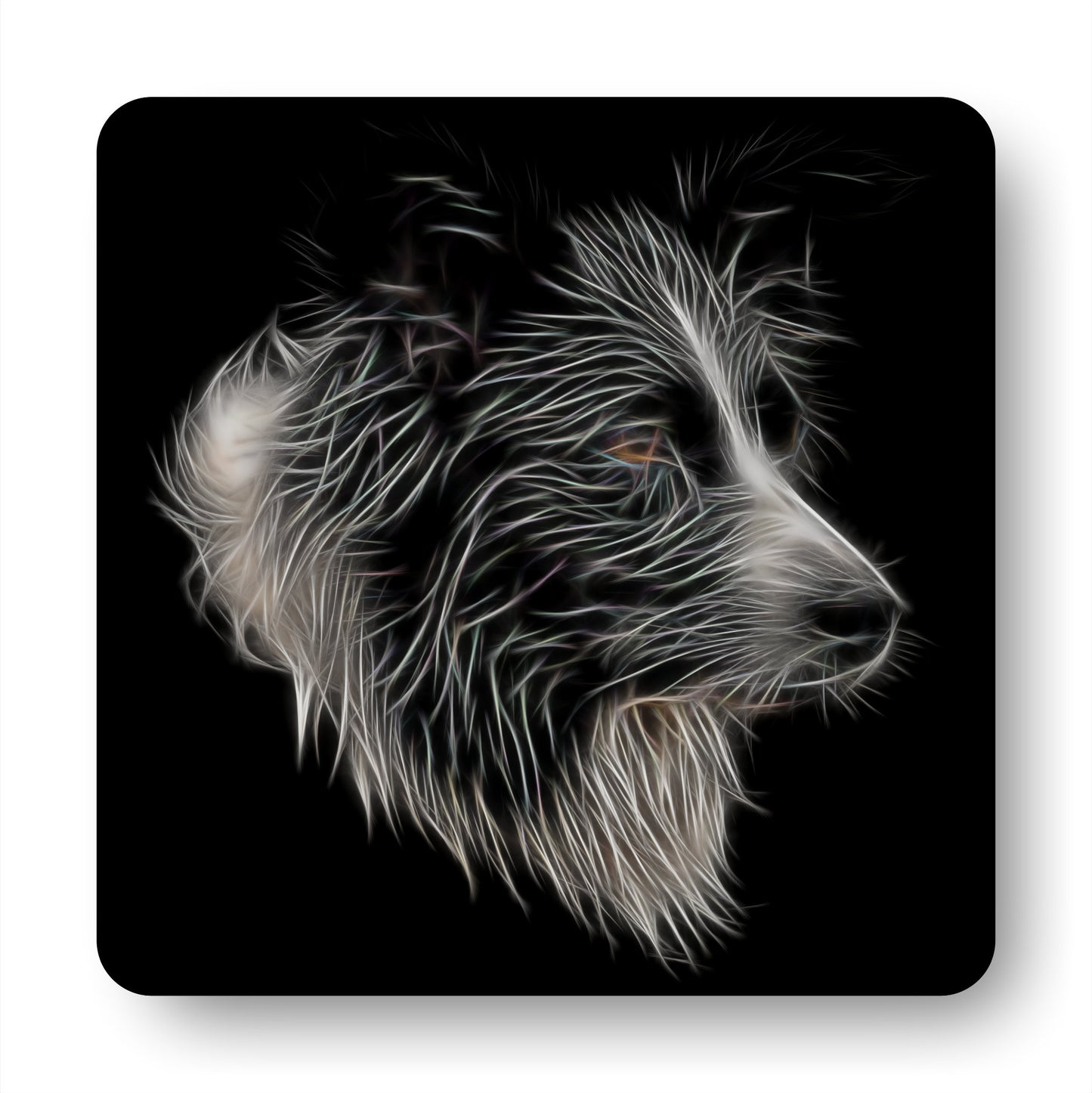 Border Collie Coasters with Stunning Fractal Art Design. Perfect Border Collie Owner Gift.