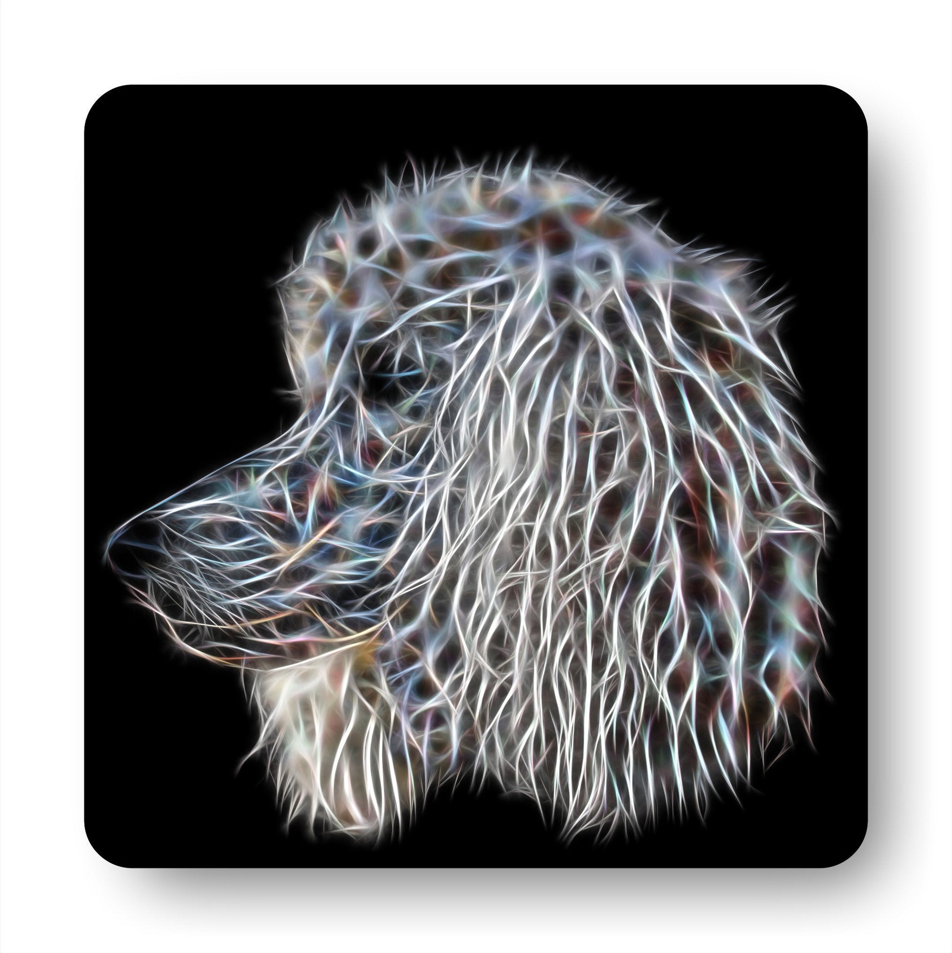 White Standard Poodle Coasters, Set of 4, with Stunning Fractal Art Design. Perfect Poodle Owner Gift.