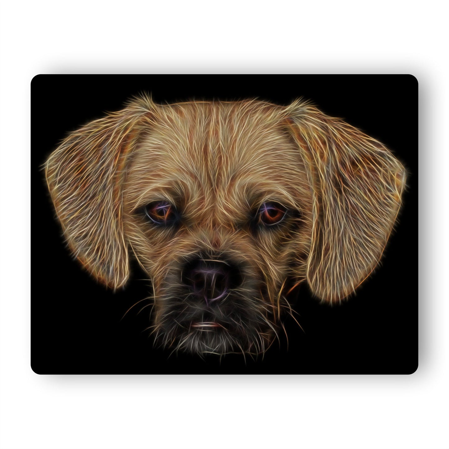 Puggle Aluminium Metal Wall Plaque with Fractal Art Design, Gift for Puggle Owner