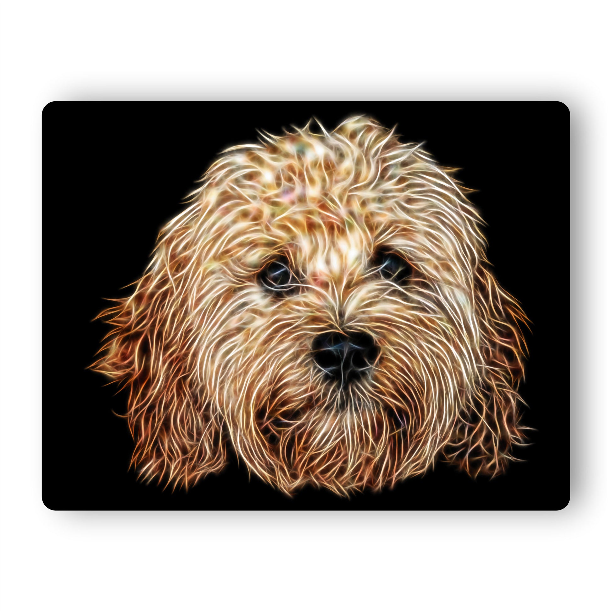 Apricot Cavapoo Metal Wall Plaque with Stunning Fractal Art Design,  Perfect Cavapoo Owner Gift.