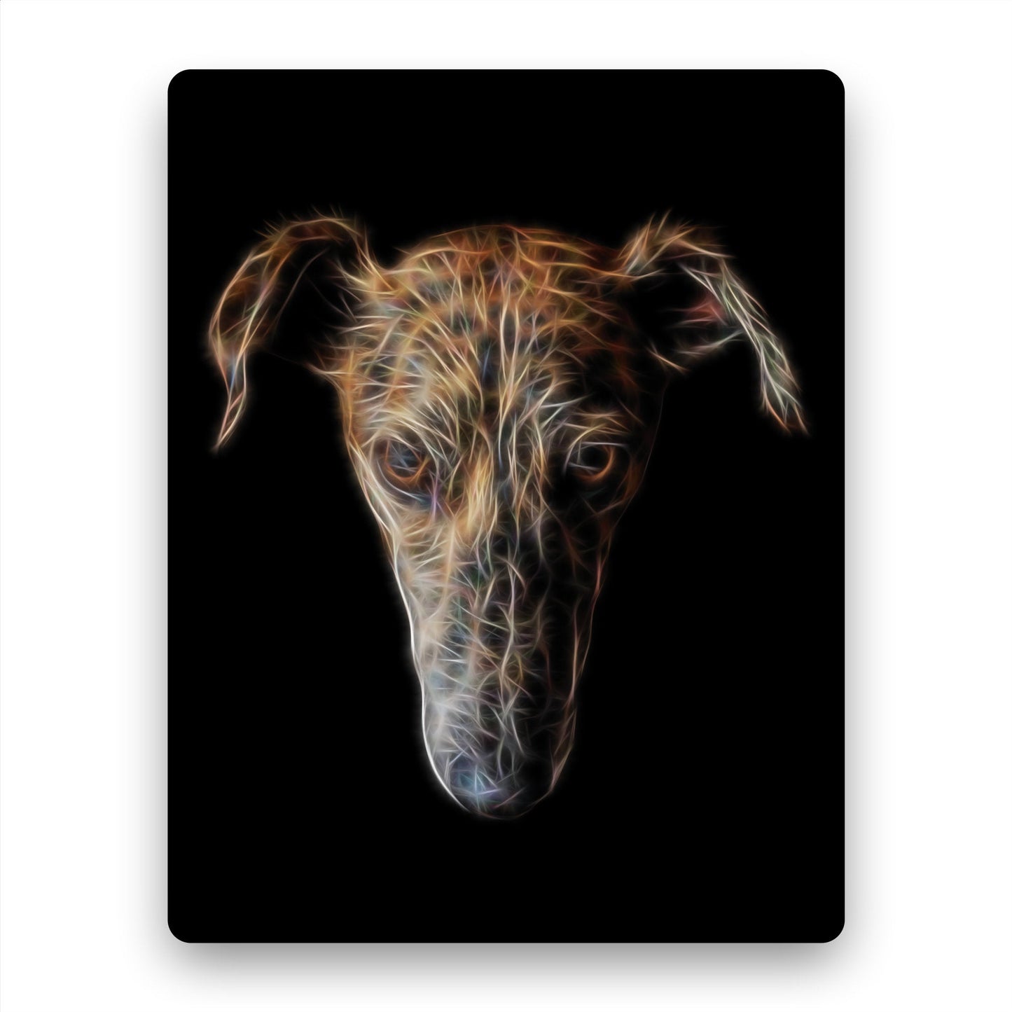 Brindle Lurcher Aluminium Metal Wall Plaque with Fractal Art Design, Gift for Brindle Lurcher Owner