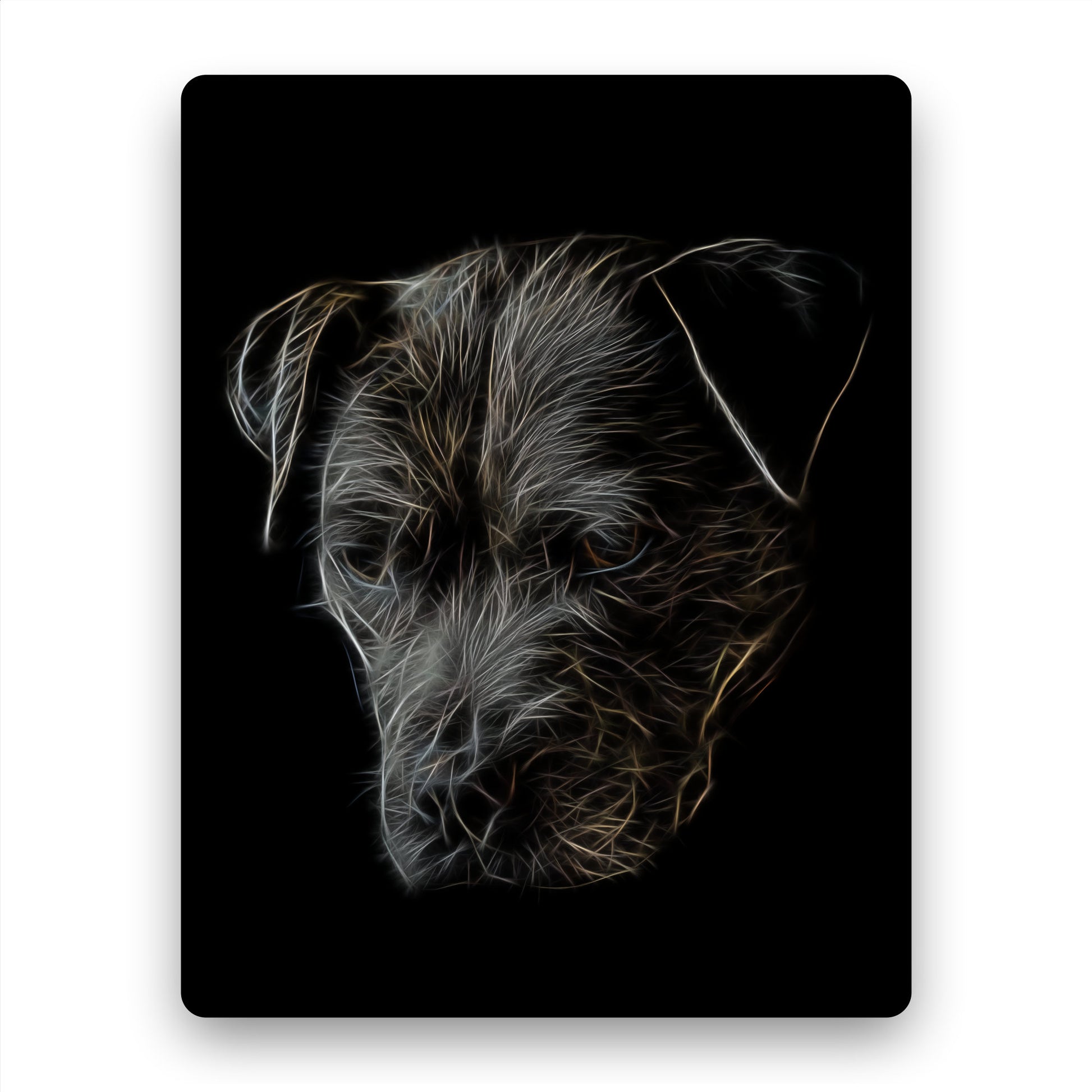 Black Staffordshire Bull Terrier Metal Wall Plaque with Fractal Art Design,  Perfect Dog Owner Gift.