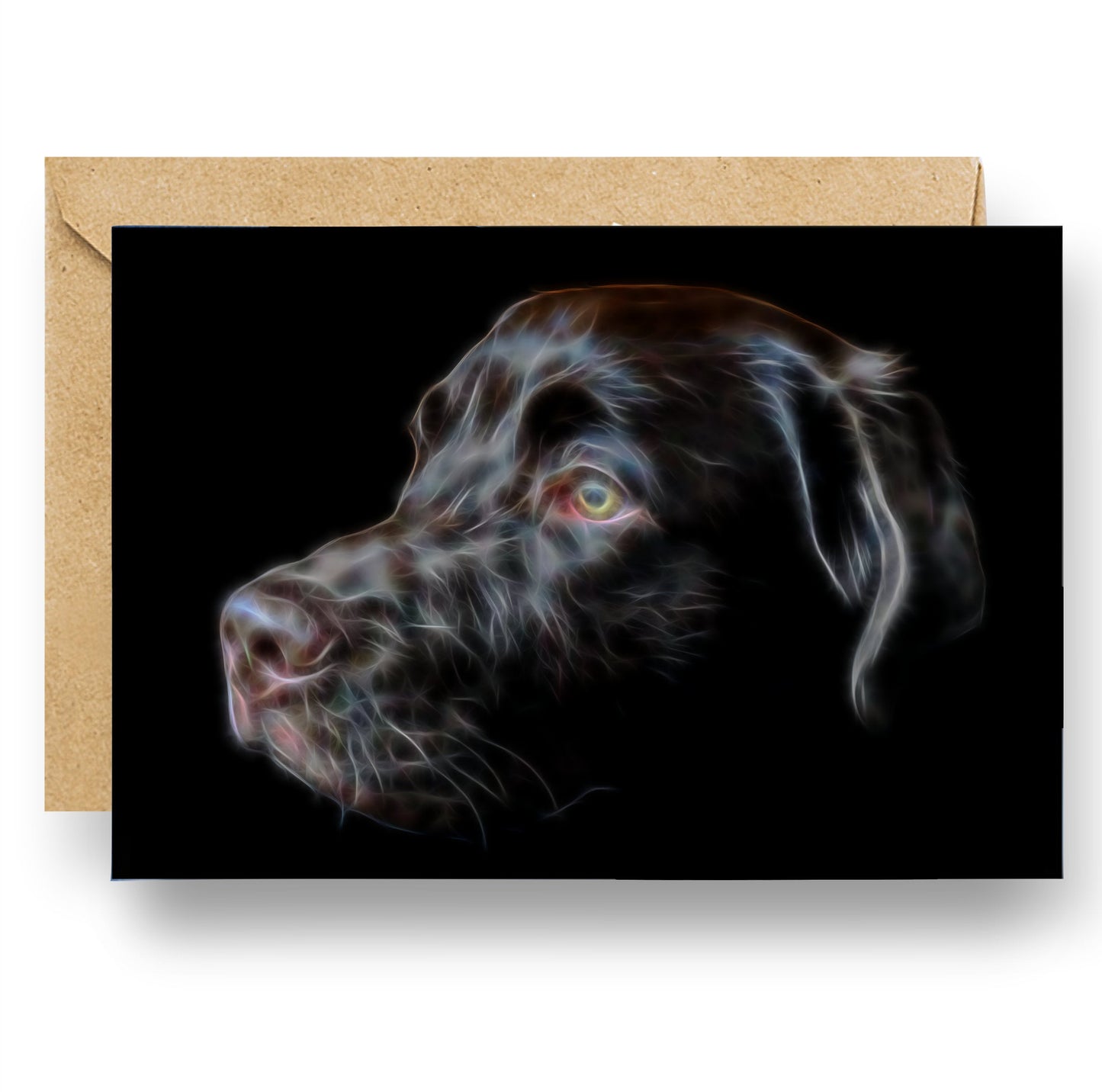 Chocolate Labrador Retriever Blank Birthday Greeting Card with Stunning Fractal Art Design