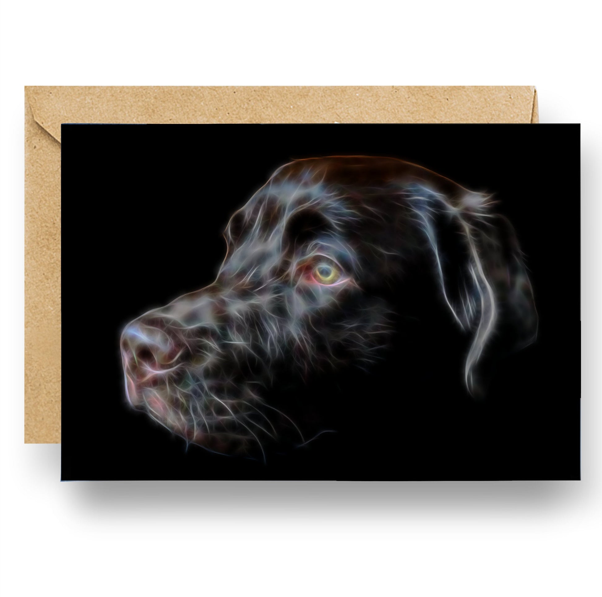 Chocolate Labrador Retriever Blank Birthday Greeting Card with Stunning Fractal Art Design