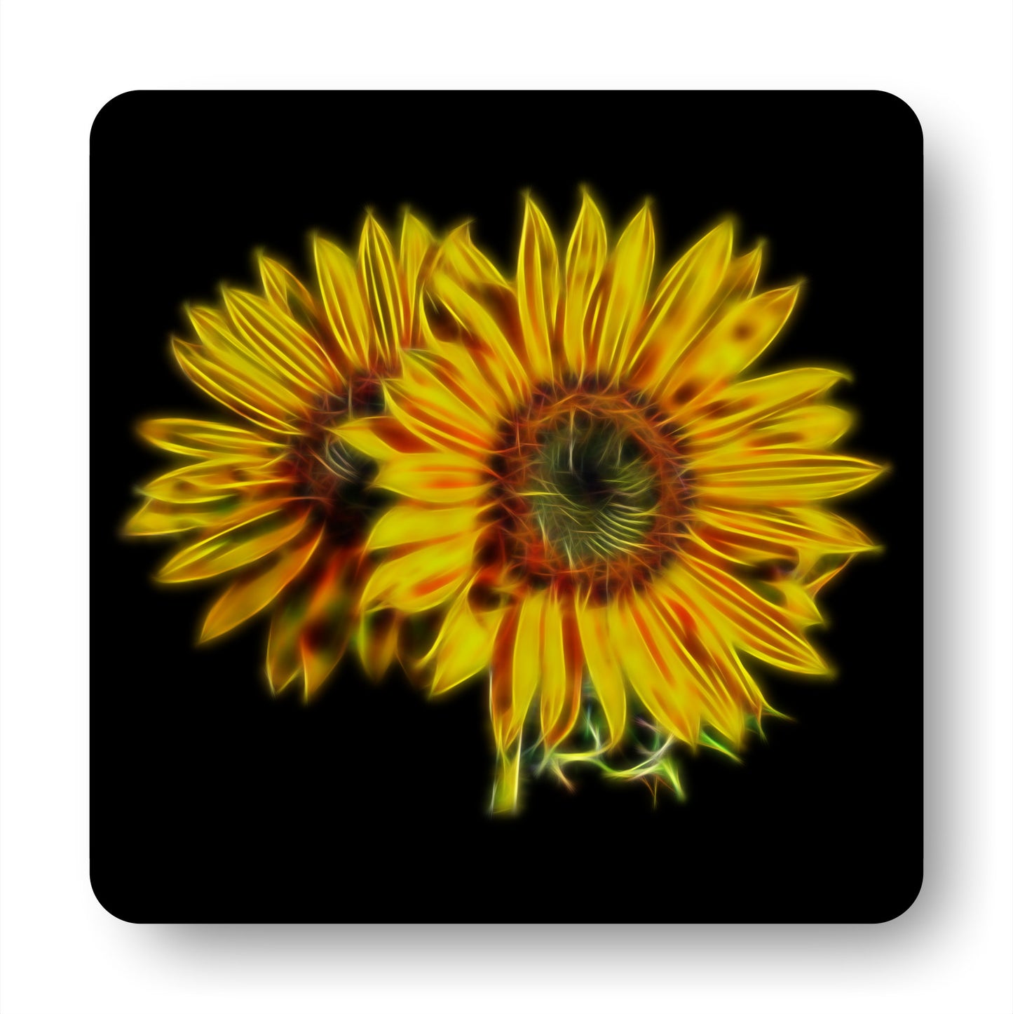 Sunflower Coasters with Stunning Fractal Art Design.