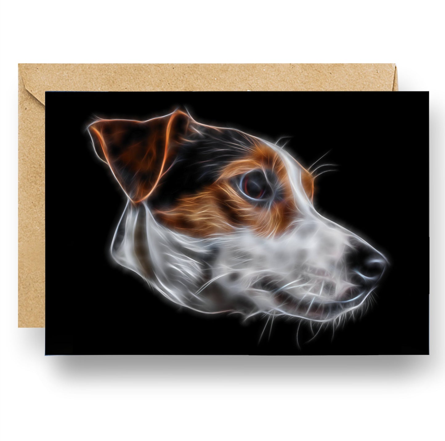 Jack Russell Blank Birthday Greeting Card with Stunning Fractal Art Design #1-1