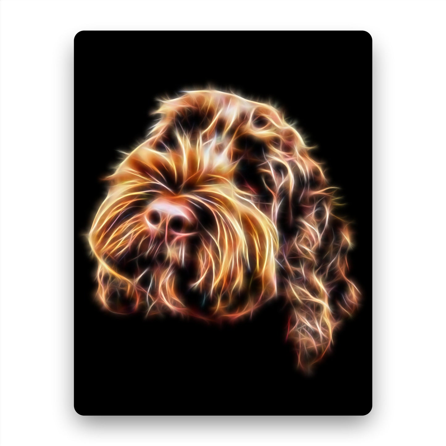 Chocolate Cockapoo Metal Wall Plaque with Stunning Fractal Art Design. Perfect Gift for Cockapoo Owner.