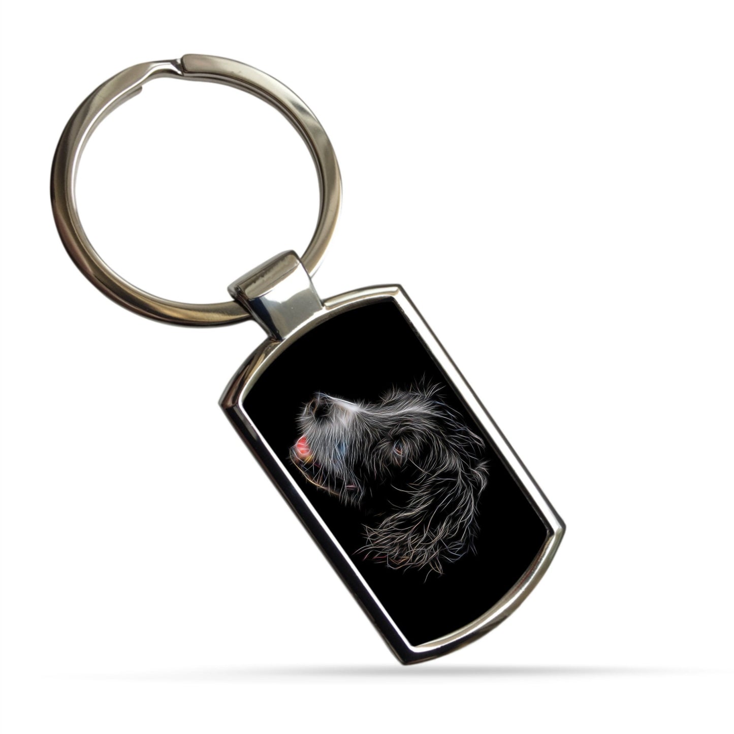 Sprollie Dog Keychain / Keyring / Bagtag with Stunning Fractal Art Design. A Perfect Gift for Dog Lover.