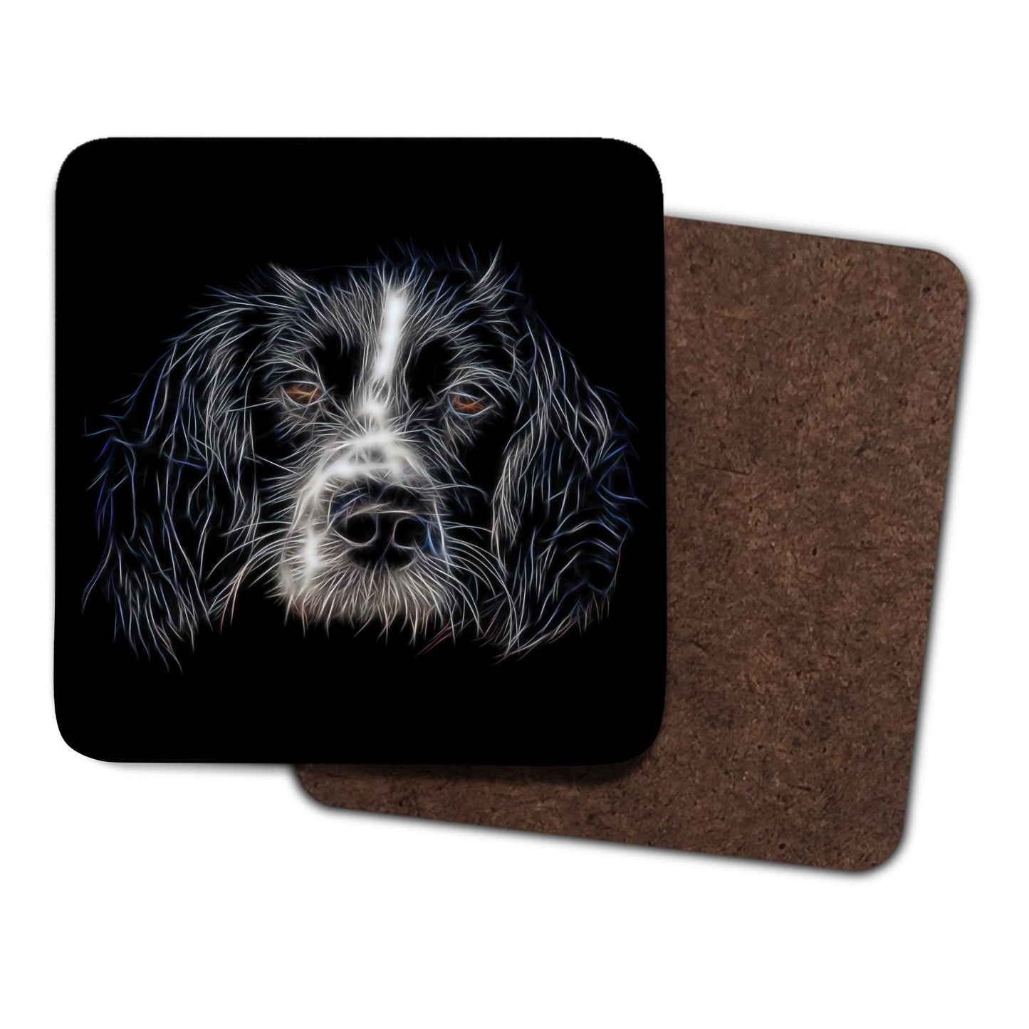 Sprollie Coasters, Set of 2, with Stunning Fractal Art Design. Perfect Dog Owner Gift.