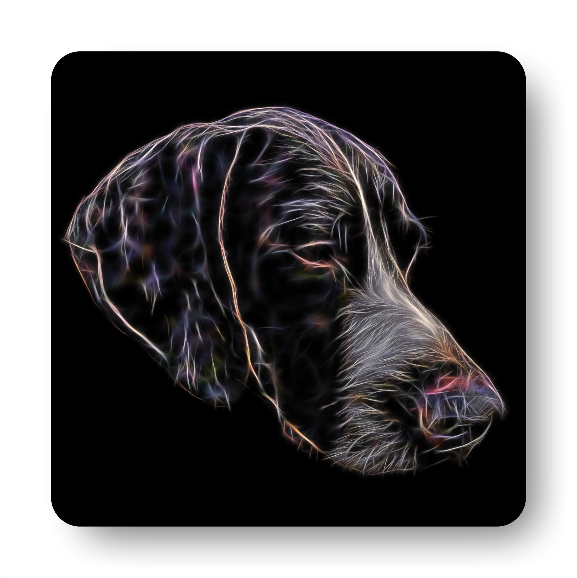 German Shorthaired Pointer Coasters, Set of 4, with Stunning Fractal Art Design