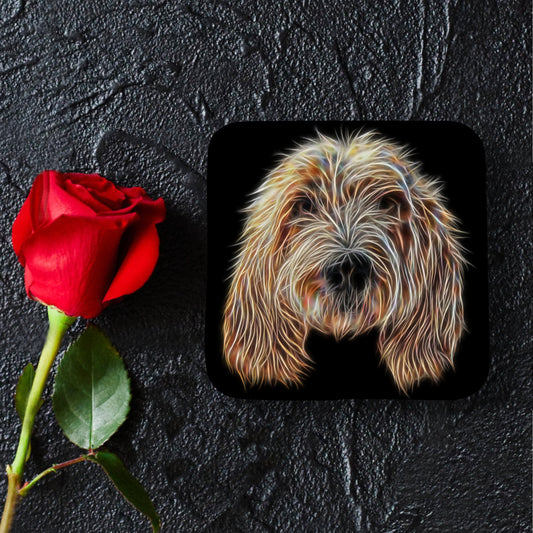 Basset Griffon Vendeen Coasters with Stunning Fractal Art Design. Perfect Dog Owner Gift.