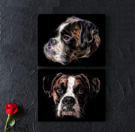 Boxer Dog Metal Wall Plaque with Stunning Fractal Art Design