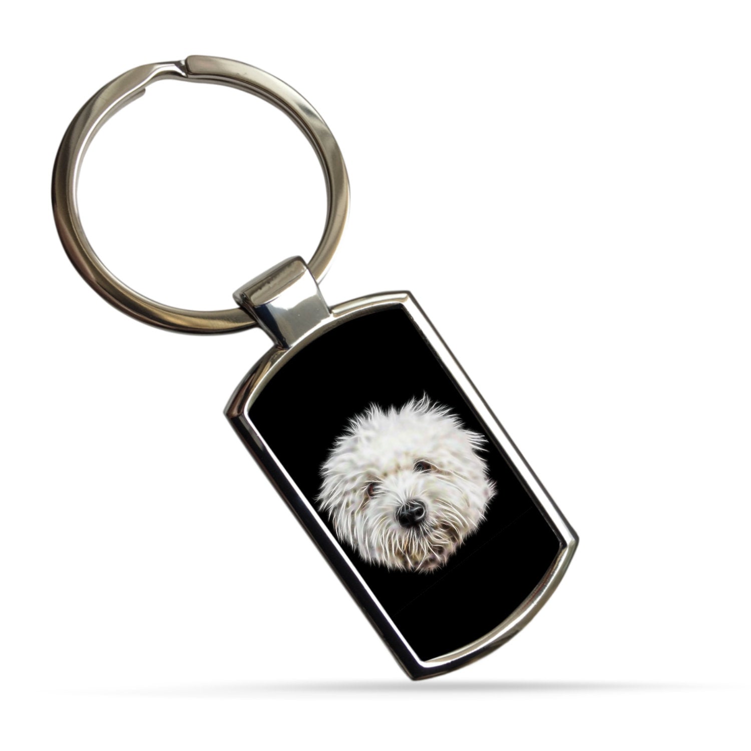 Coton De Tulear Dog Metal Rectangle Keyring