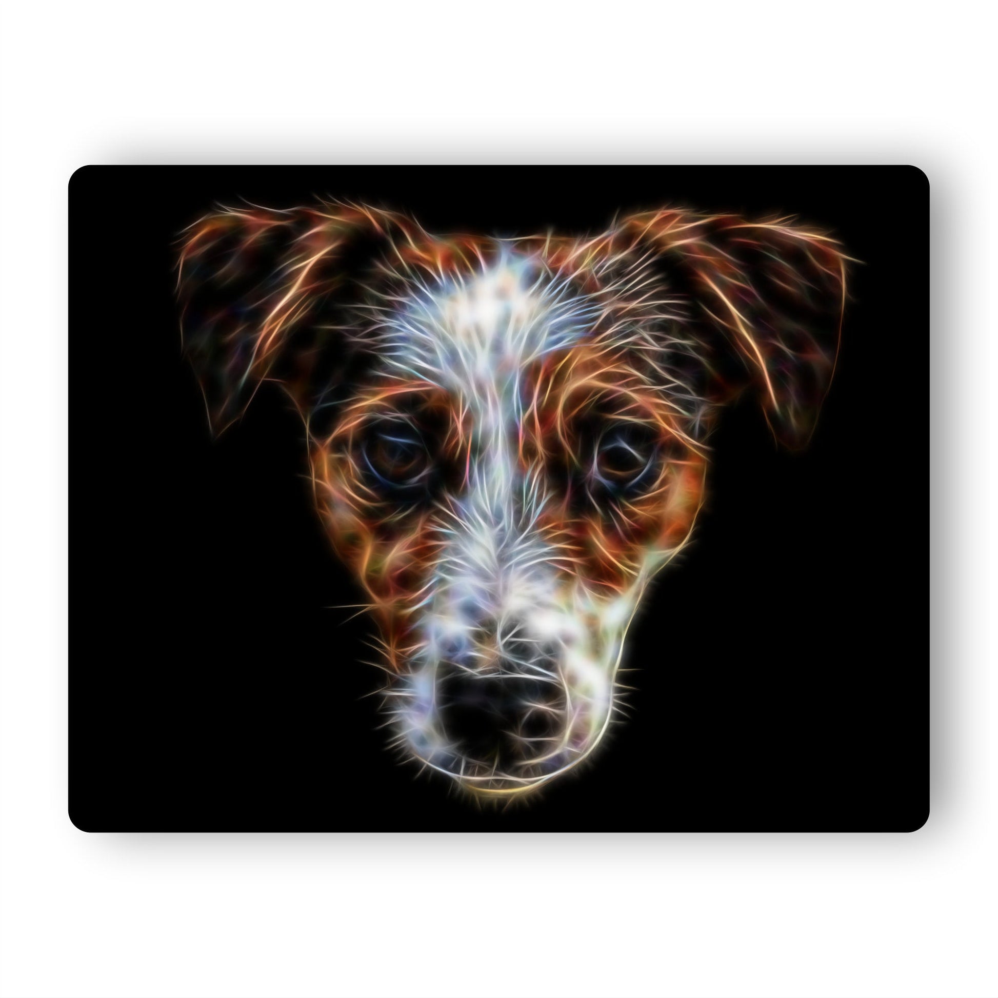 Jack Russell Metal Wall Plaque with Stunning Fractal Art Design.