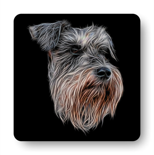 Schnauzer Coaster Set with Stunning Fractal Art Design, Schnauzer Owner Gift