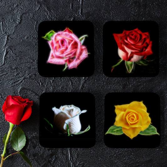 Rose Coasters with Stunning Fractal Art Design.