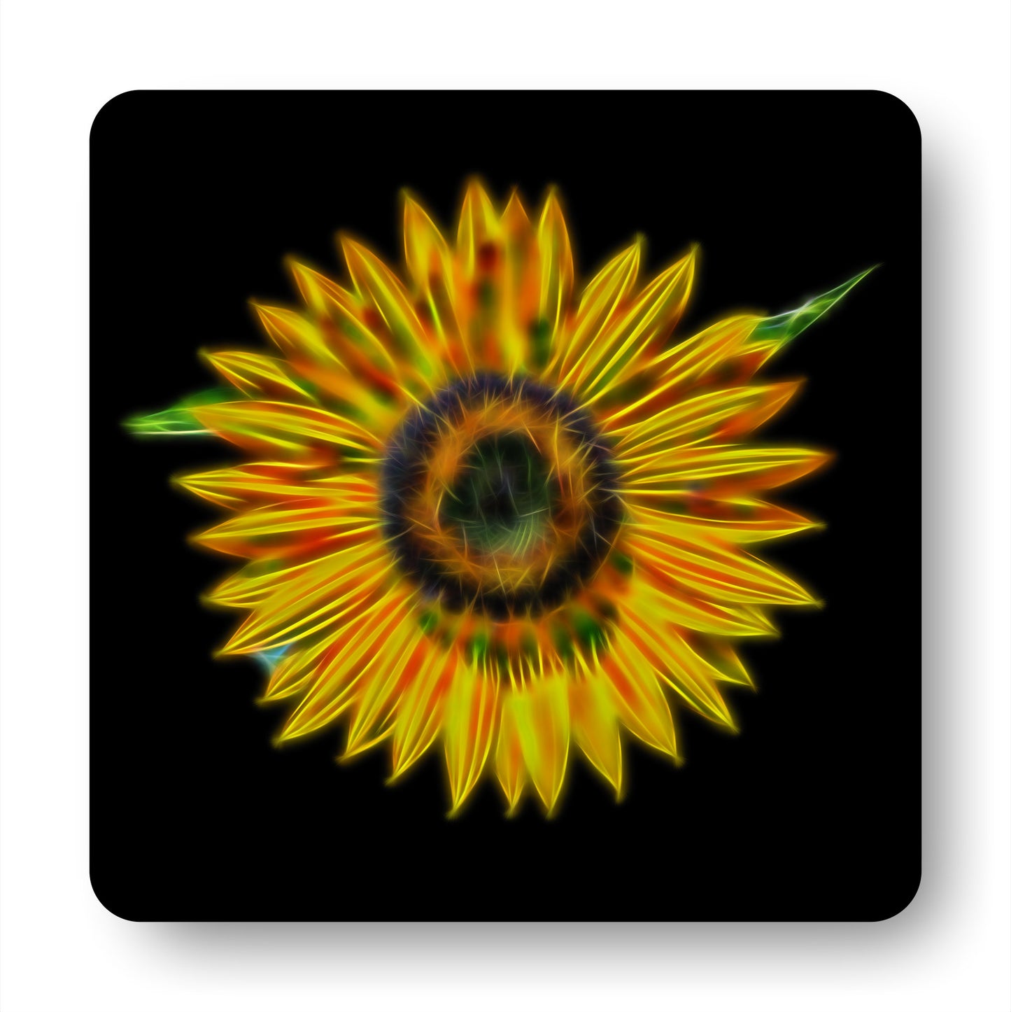 Sunflower Coasters with Stunning Fractal Art Design.