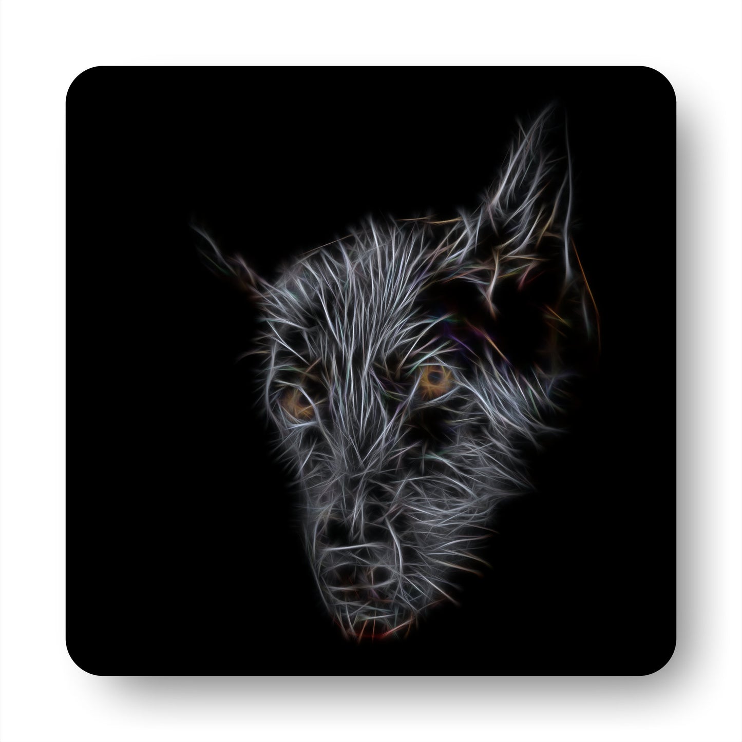 Black German Shepherd Coasters, Set of 4, with Stunning Fractal Art Design. Perfect Dog Lover Gift.