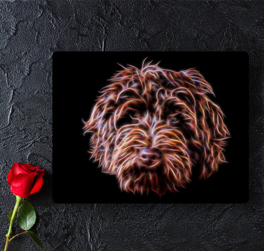 Chocolate Labradoodle Metal Wall Plaque. Also available as Keychain or Coaster.