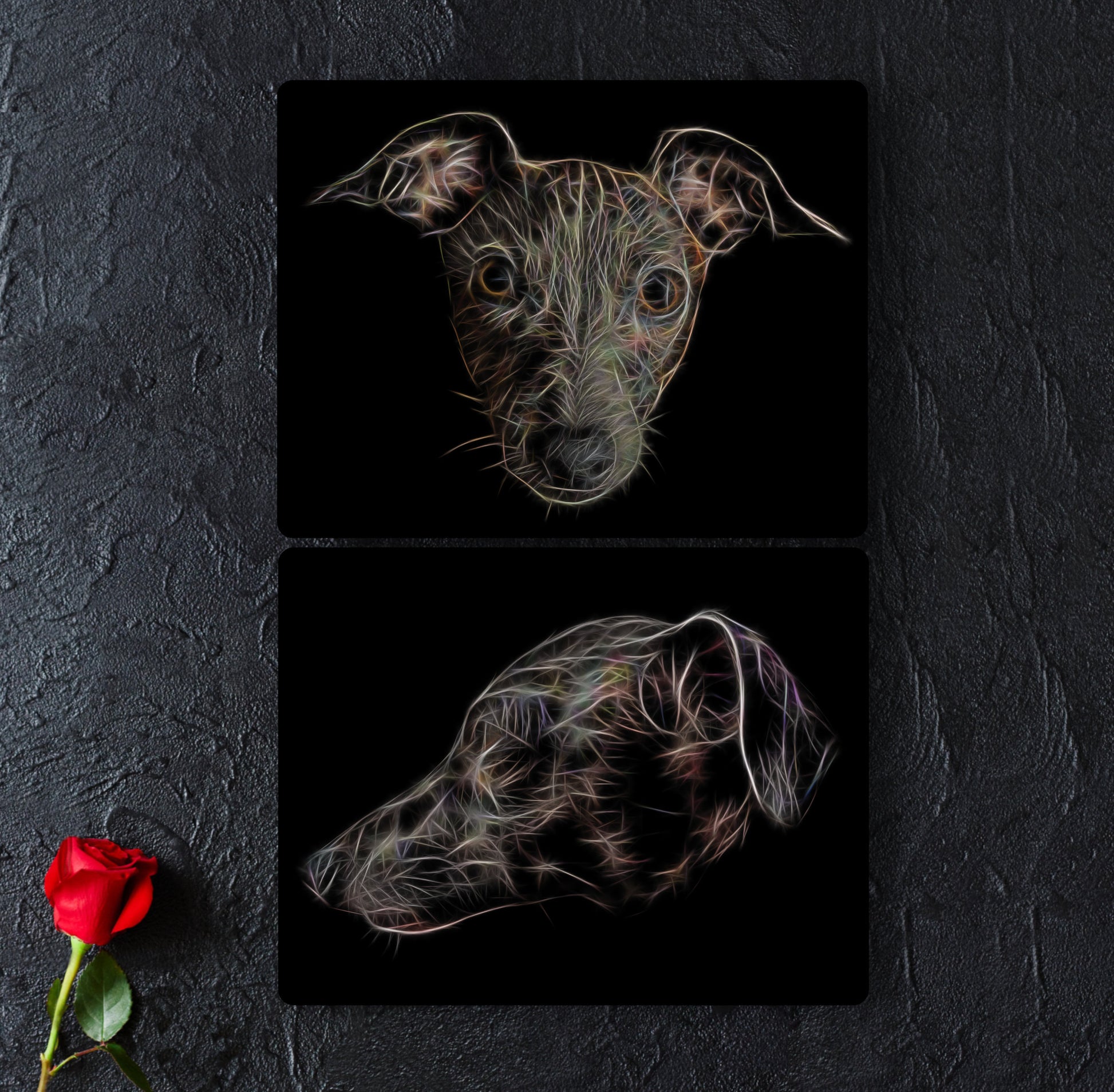 Italian Greyhound Metal Wall Plaque with Fractal Art Design,  Perfect Dog Owner Gift.