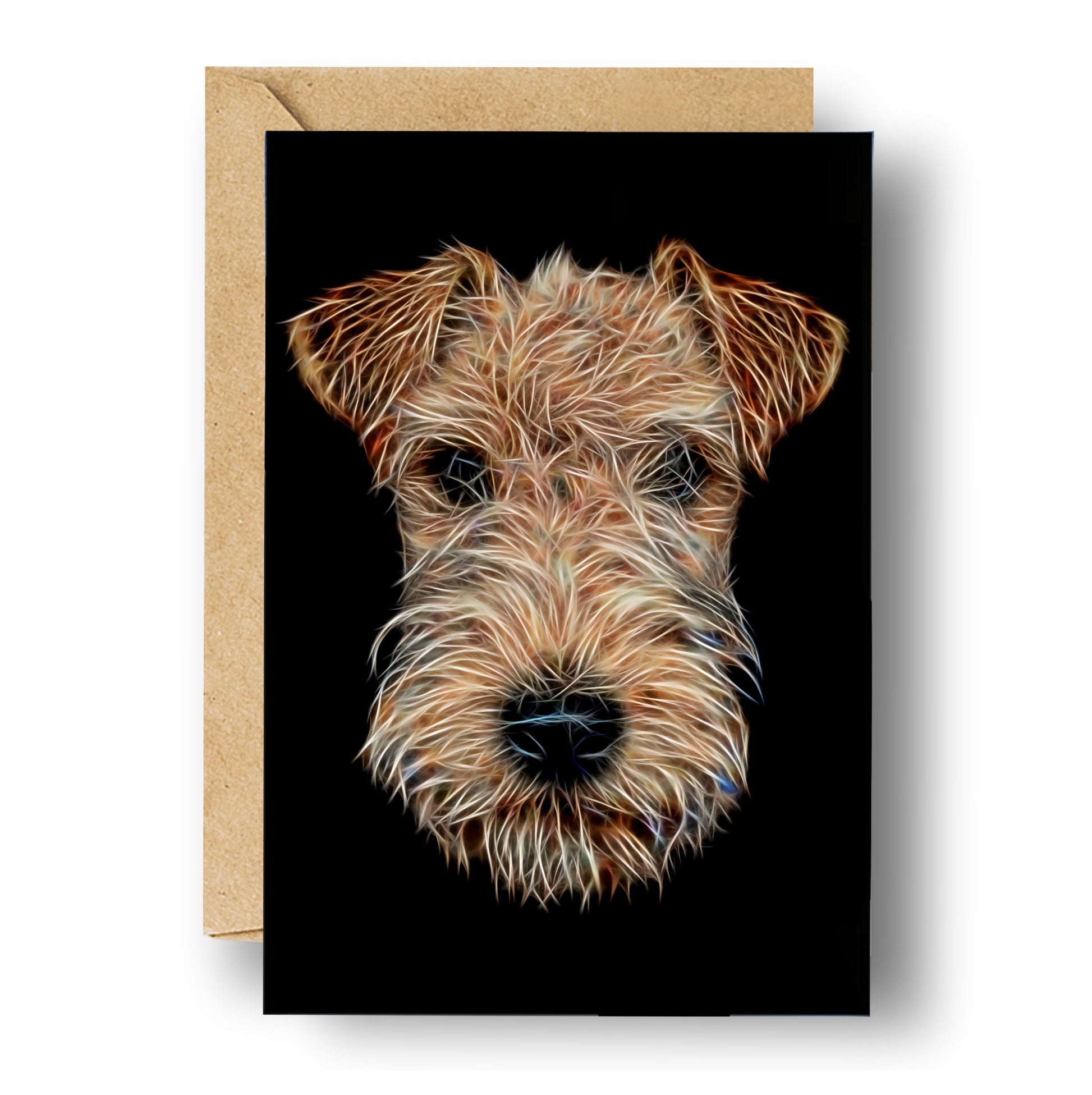 Lakeland Terrier Blank Birthday Greeting Card with Stunning Fractal Art Design