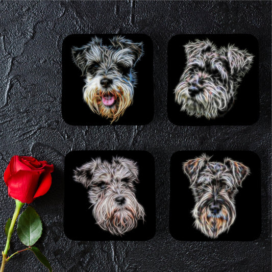 Schnauzer Coasters, Set of 4, with Stunning Fractal Art Design, Schnauzer Owner Gift