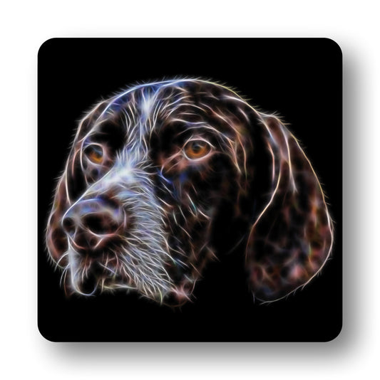 German Shorthaired Pointer Coasters, Set of 4, with Stunning Fractal Art Design