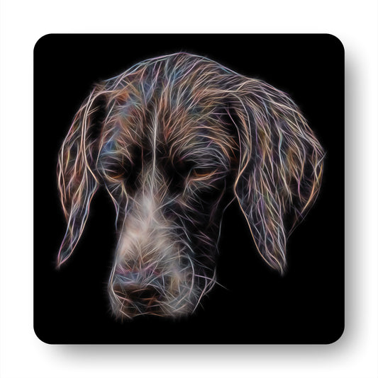 German Shorthaired Pointer Coasters, Set of 4, with Stunning Fractal Art Design