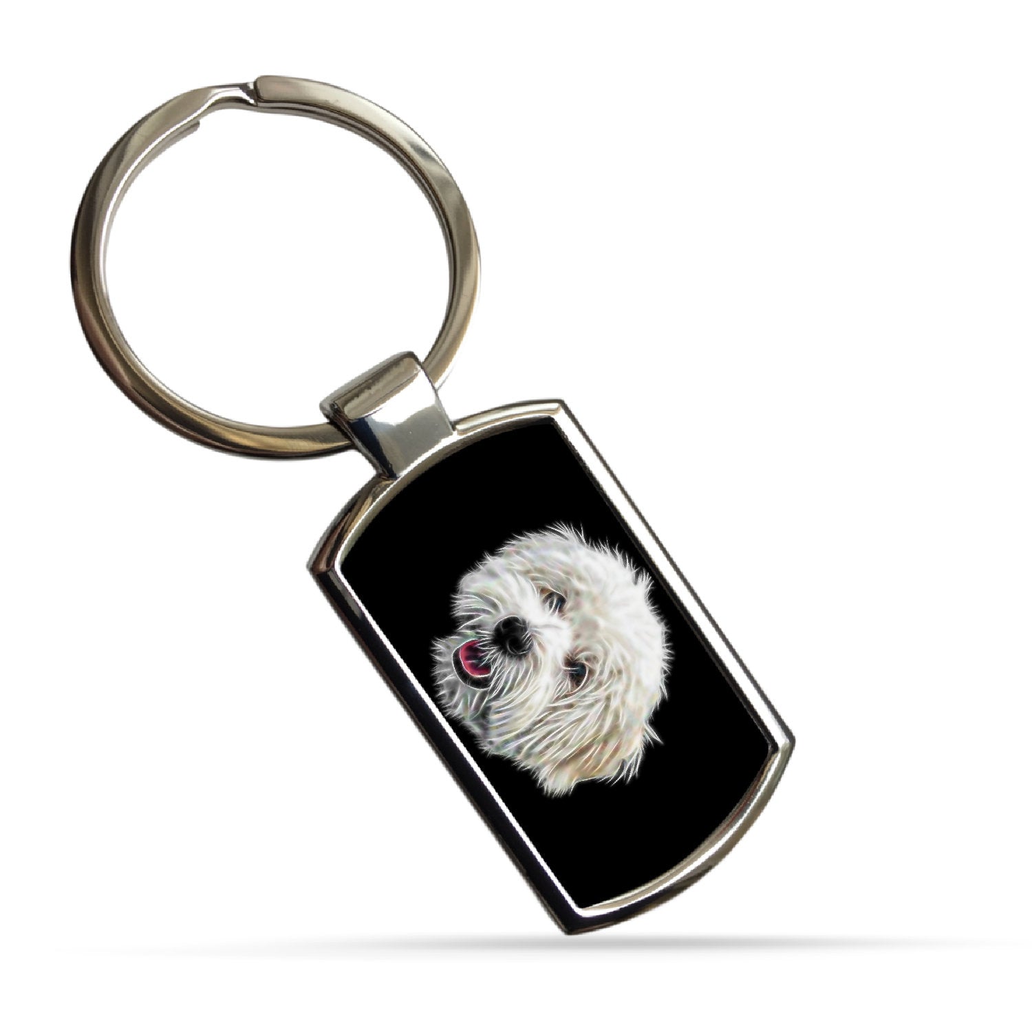 Coton De Tulear Dog Metal Rectangle Keyring