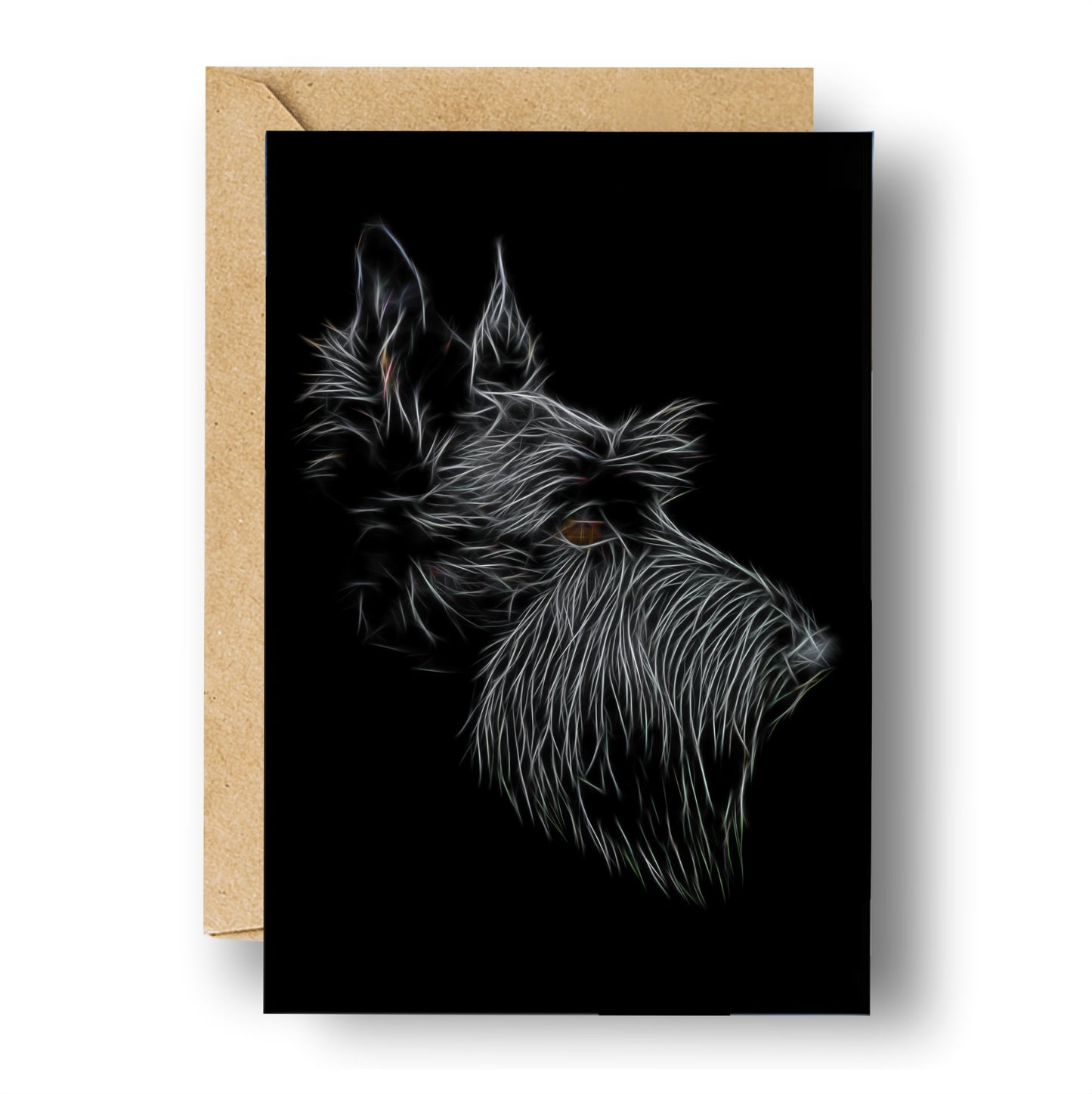 Scottish Terrier Blank Birthday Greeting Card with Stunning Fractal Art Design
