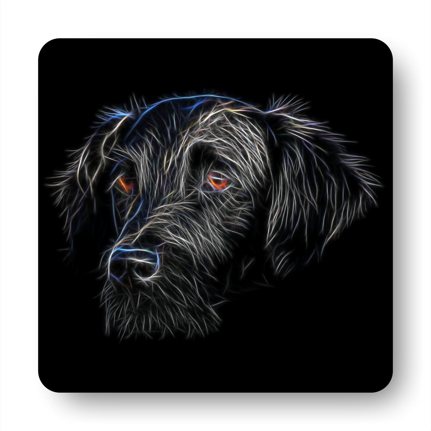 Flat Coated Retriever Coasters with Stunning Fractal Art Design, Perfect Dog Owner Gift