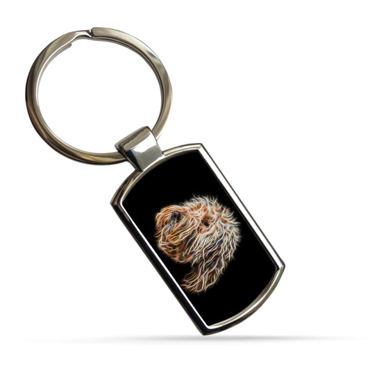 Gold Labradoodle Metal Rectangle Keyring