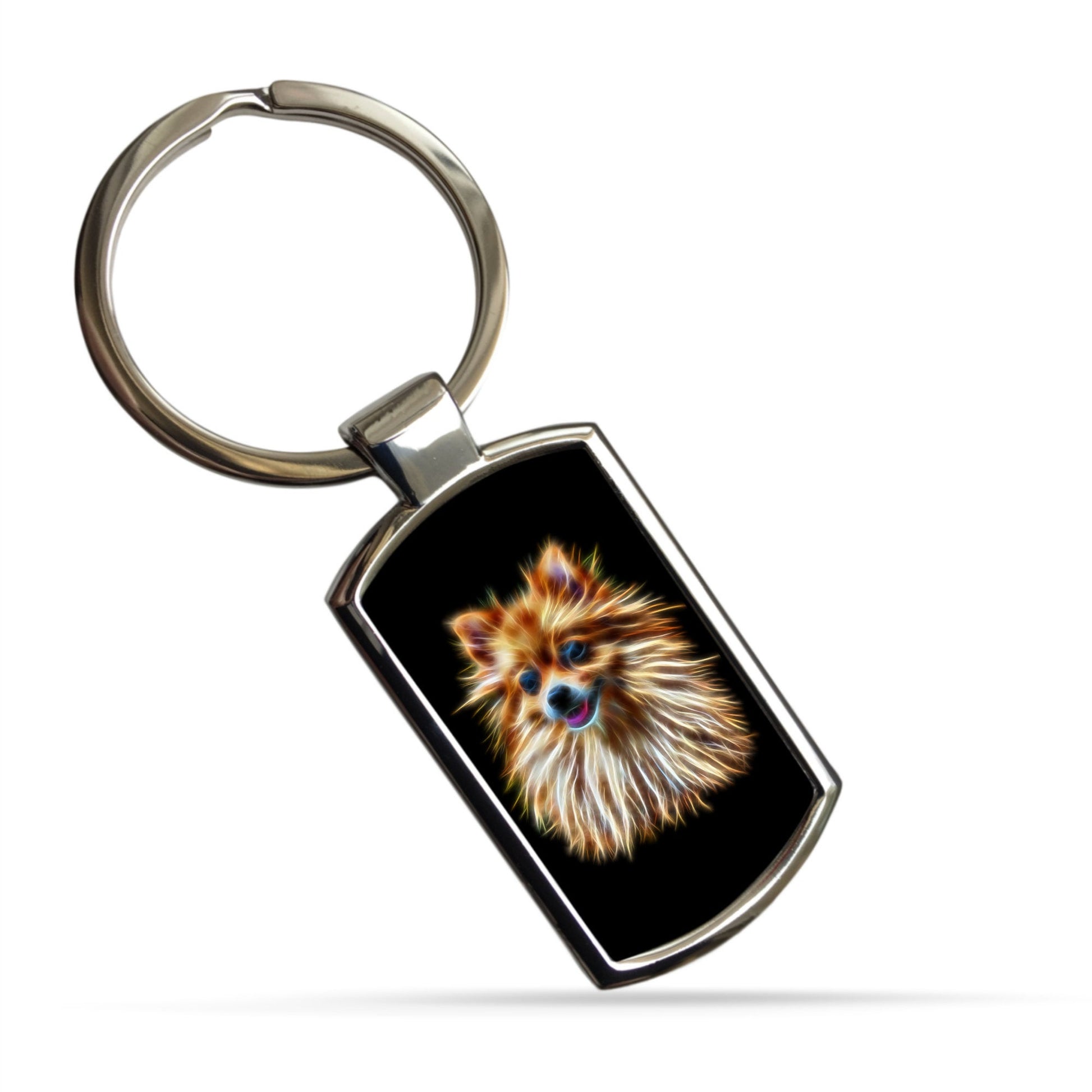 Pomeranian Keychain with Stunning Fractal Art Design