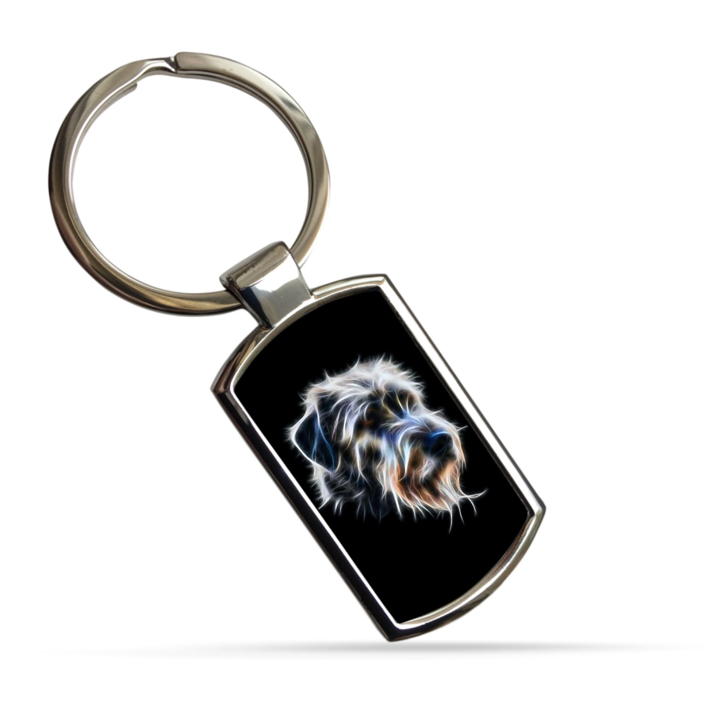 Irish Wolfhound Dog Keychain with Stunning Fractal Art Design