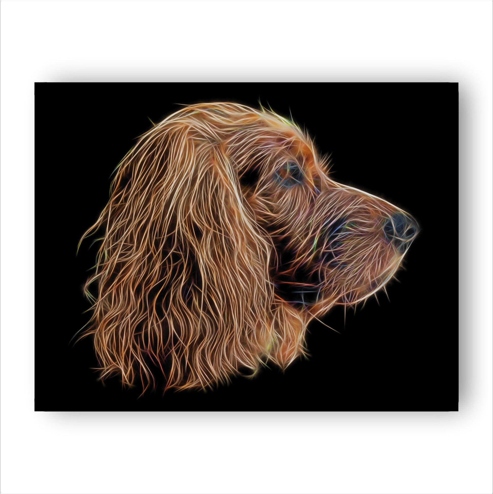 Red Working Cocker Spaniel Print with Stunning Fractal Art Design. Various Sizes Available