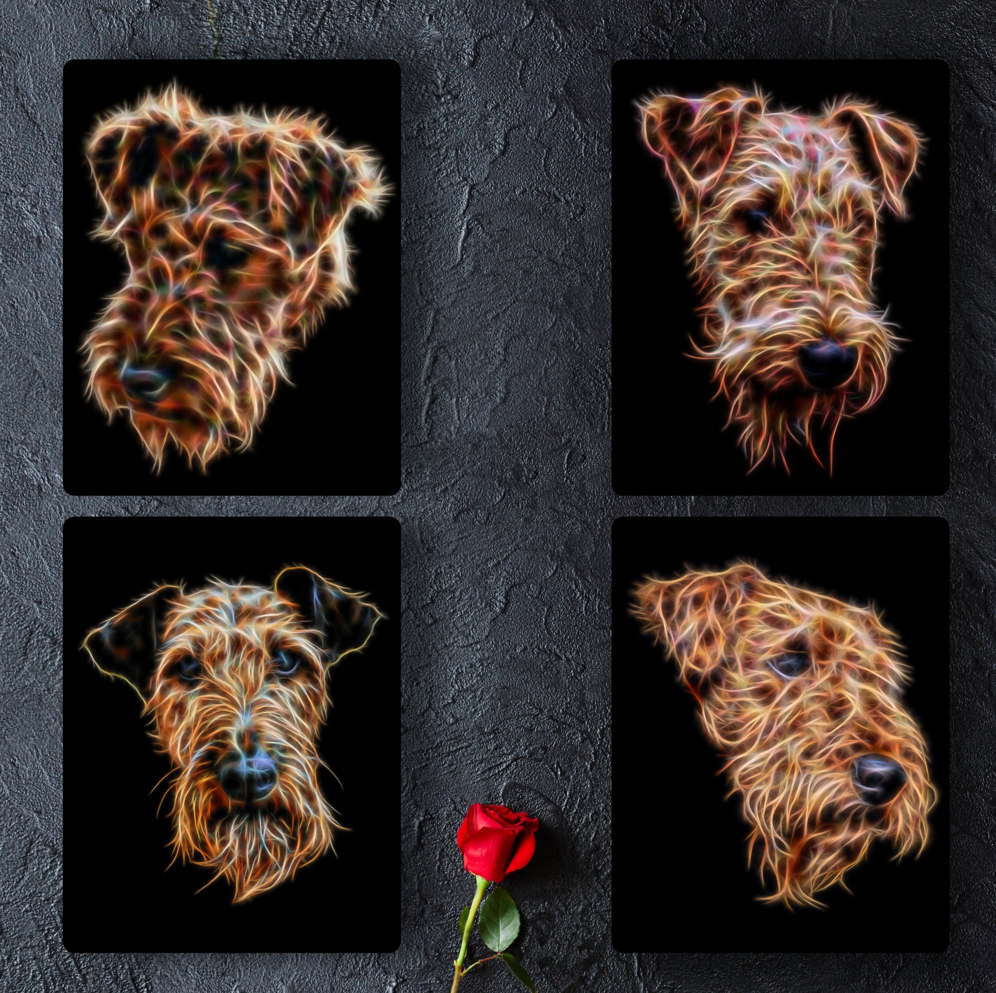 Airedale Terrier Print with Stunning Fractal Art Design. Various Sizes Available