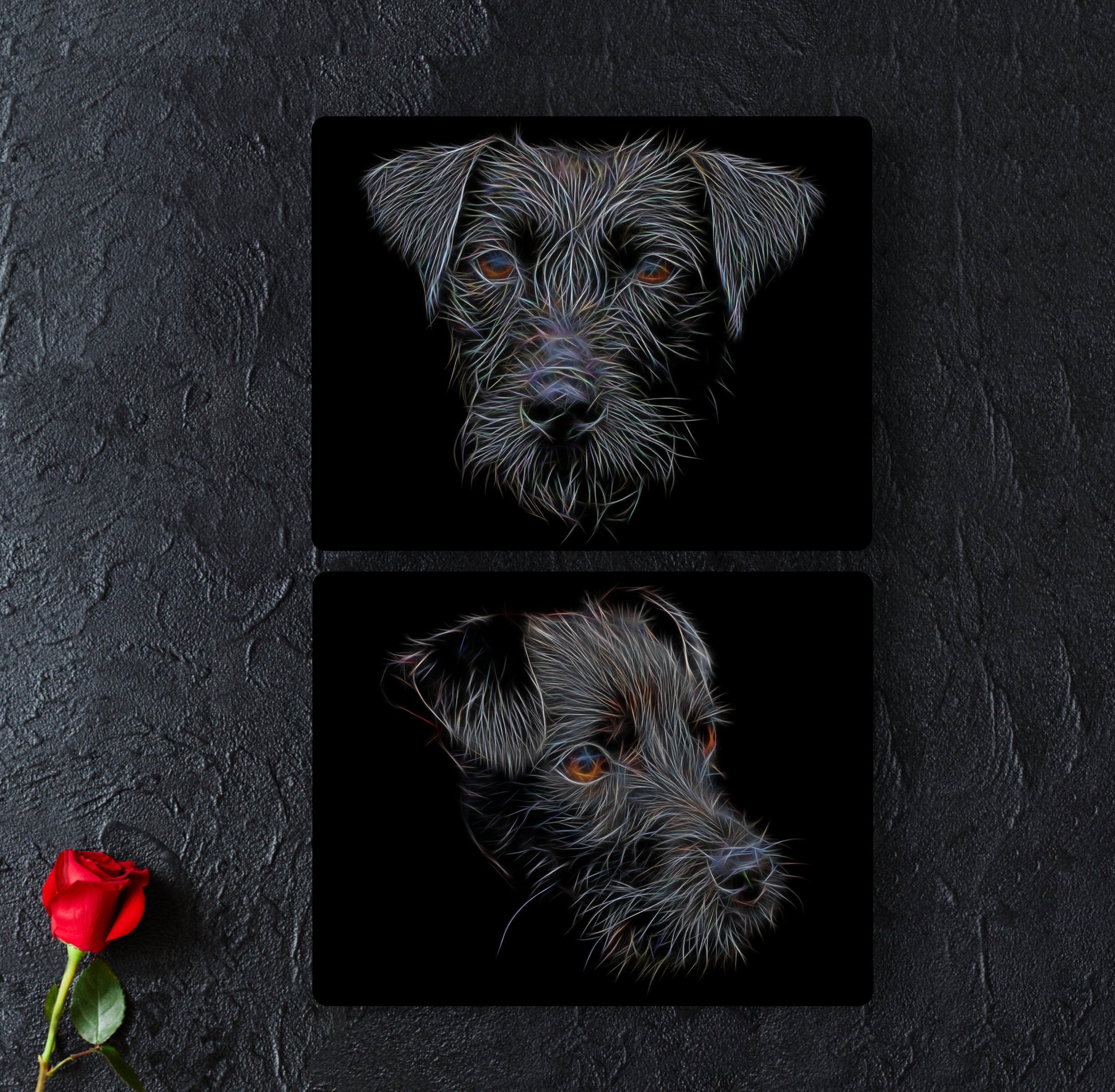 Patterdale Terrier Metal Wall Plaque with Stunning Fractal Art Design. Perfect Gift for Dog Owner.